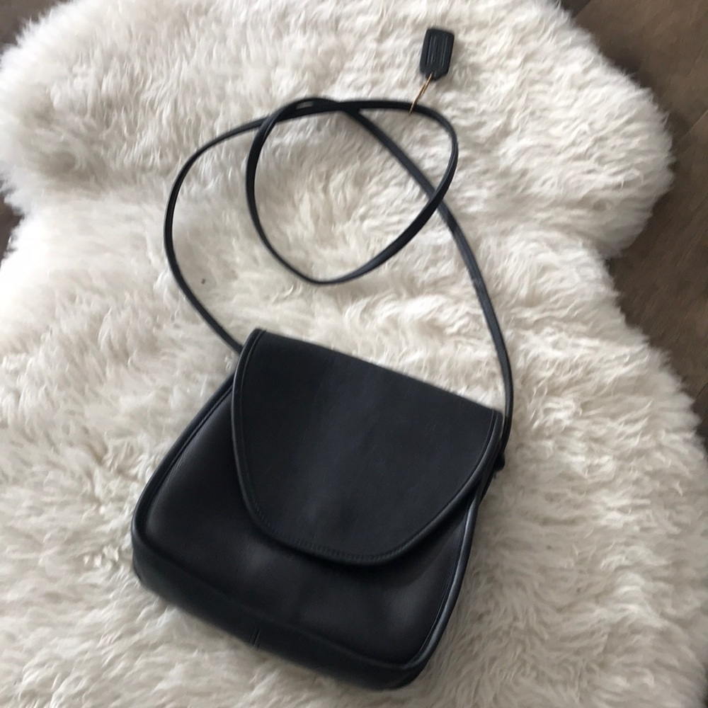 Auth Coach F17726 Leather Shoulder Bag Dark blue